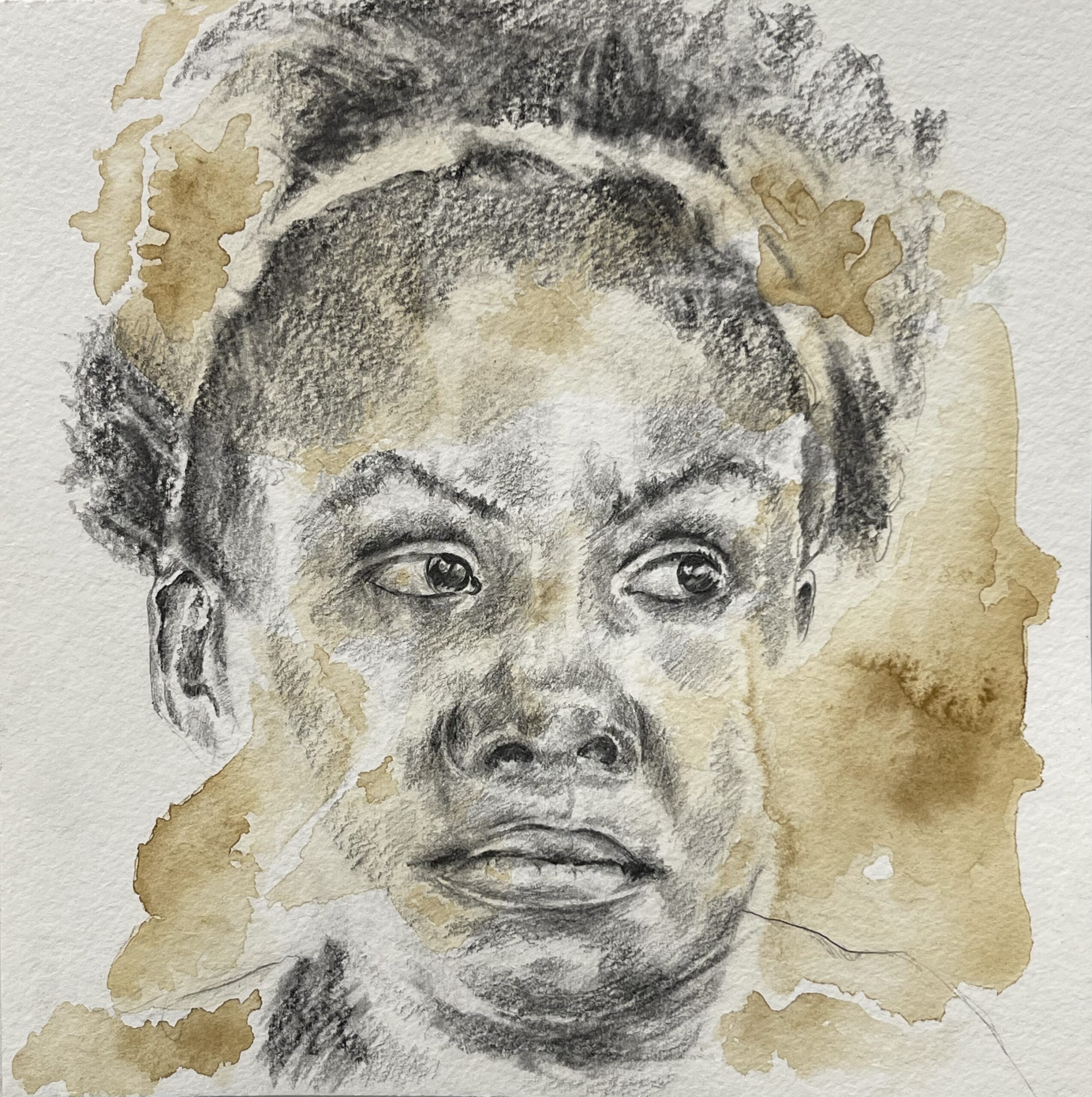 Invisible Francia, 2023, graphite and watercolor, 8” x 8”