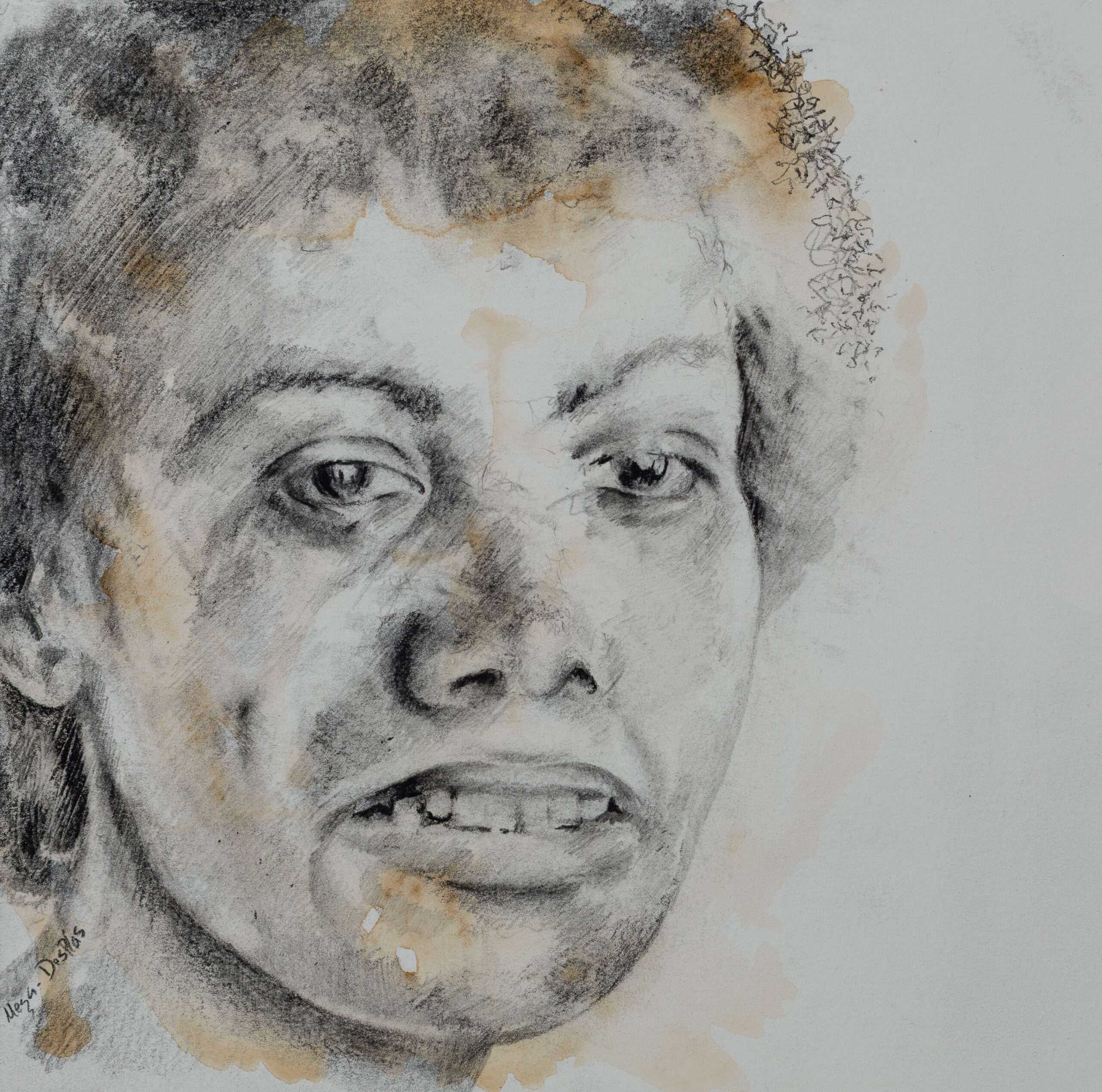 Invisible Elena, 2023, graphite and watercolor, 8” x 8” 