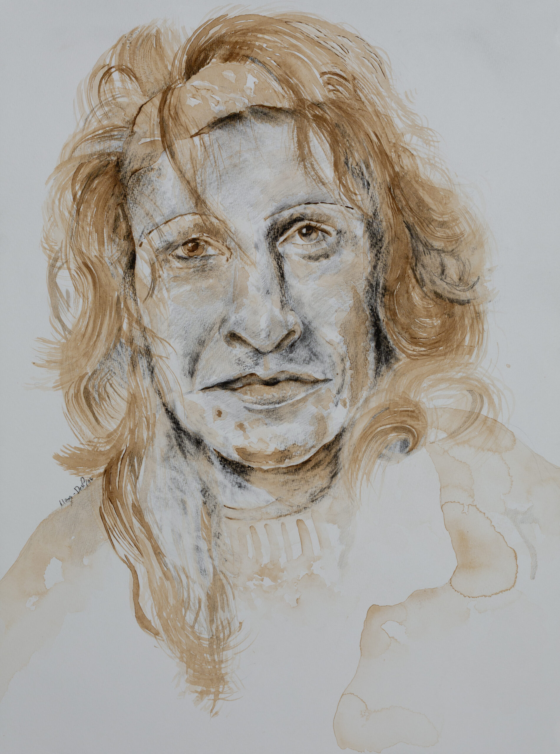 Invisible Sylvia, 2023, graphite and watercolor, 16” x 12”