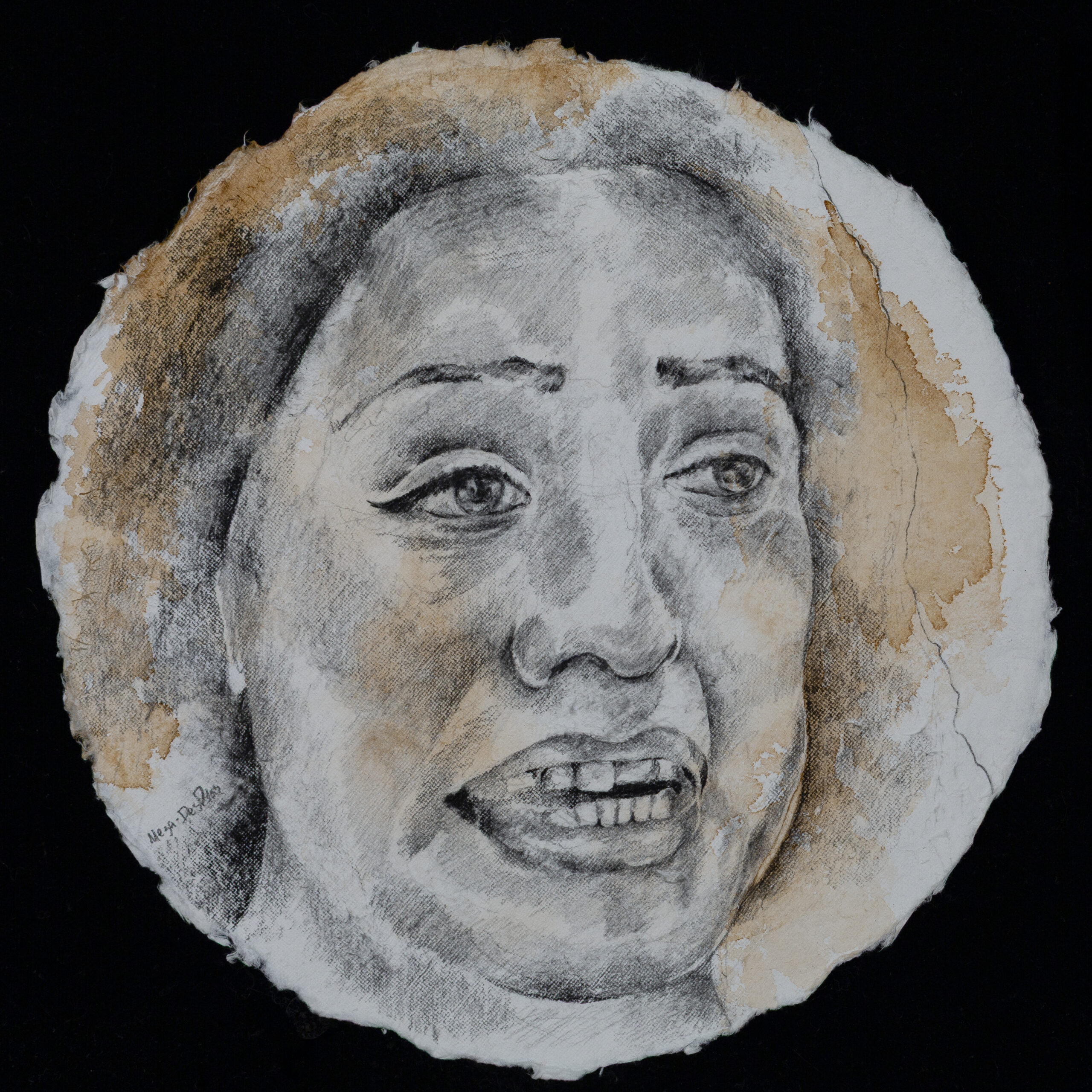 Invisible Isa, 2023, graphite and watercolor, 8” diameter